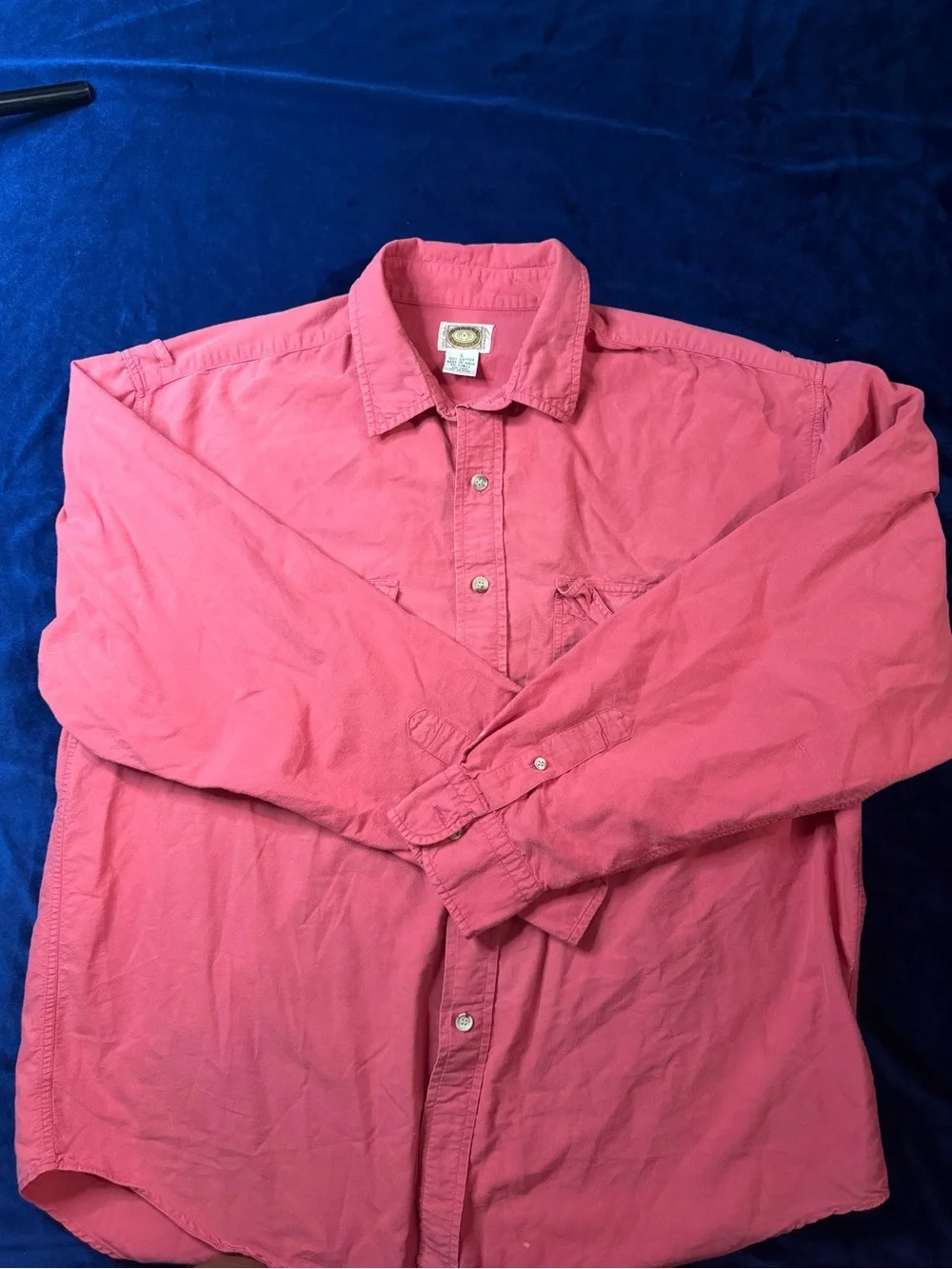 Rare ! VTG Banana Republic Mens Coral/Pink Button-Up Shirt Sz L 100% Cotton